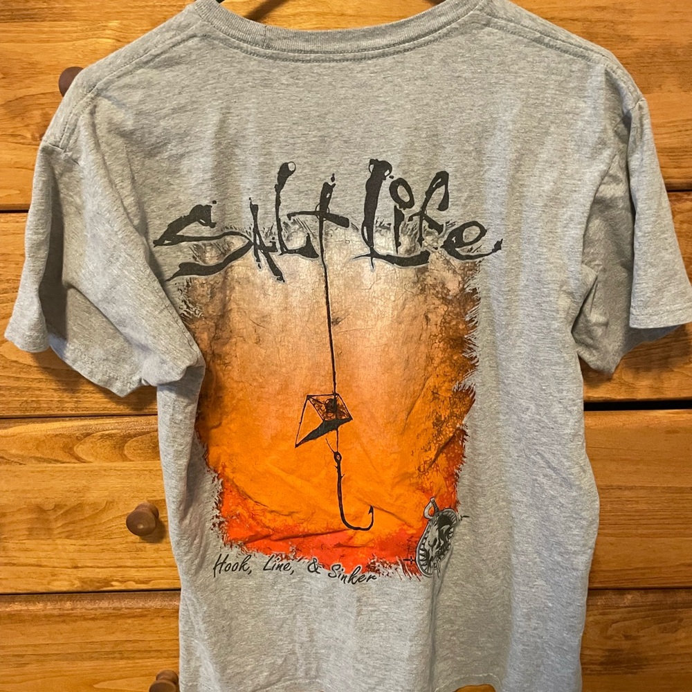Salt Life Gray and Orange Hook Tee